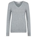 Cashmere & Silk Co. Damen Pullover V-Auschnitt grau