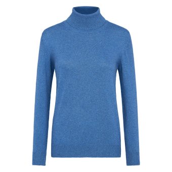 Cashmere & Silk Co. Damen Rollkragen Pullover blau XL
